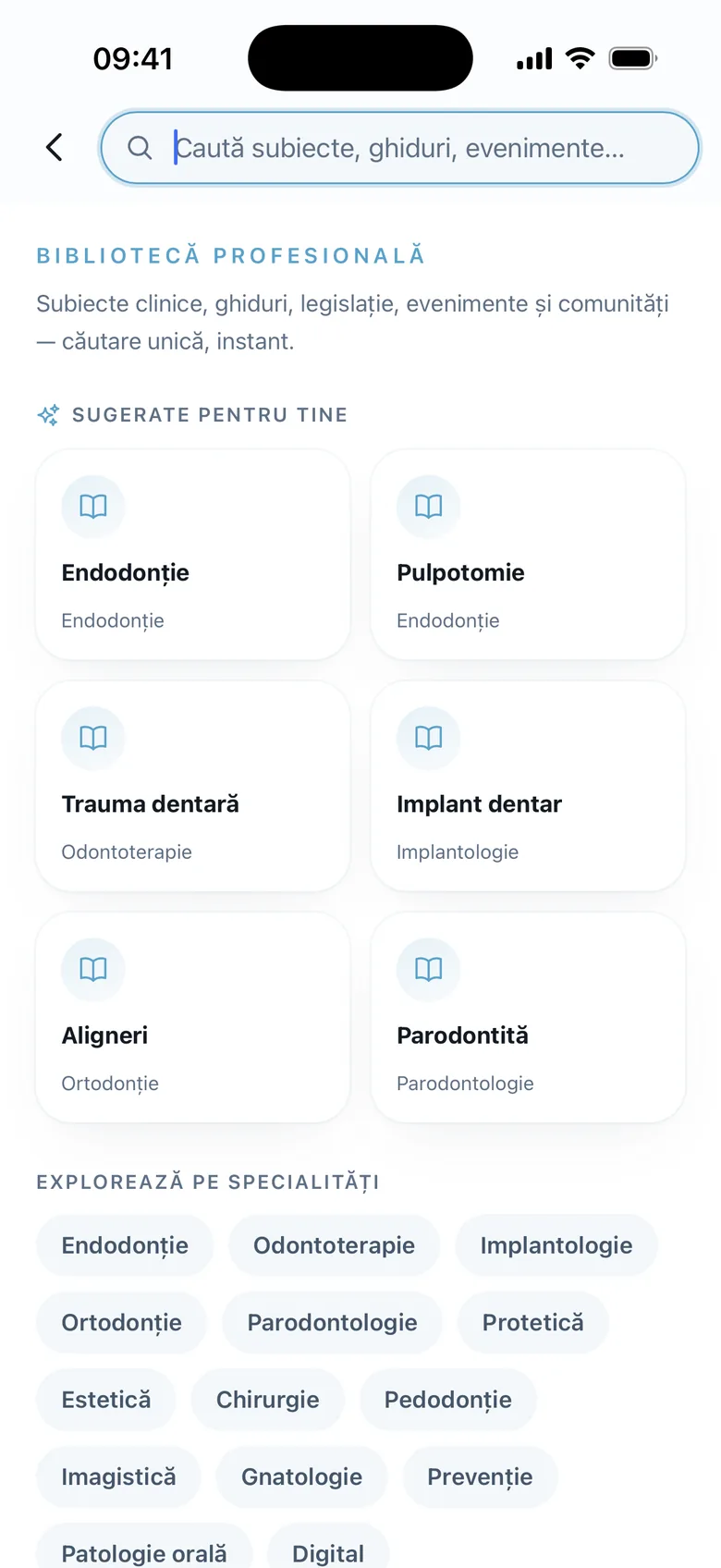 Biblioteca profesională din aplicația MyStoma